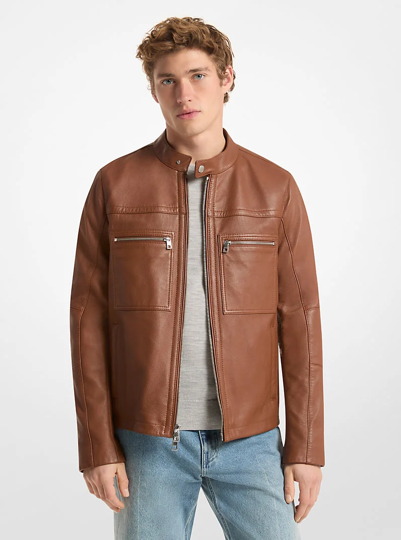 Leather Double-Zip Racer Jacket - 1