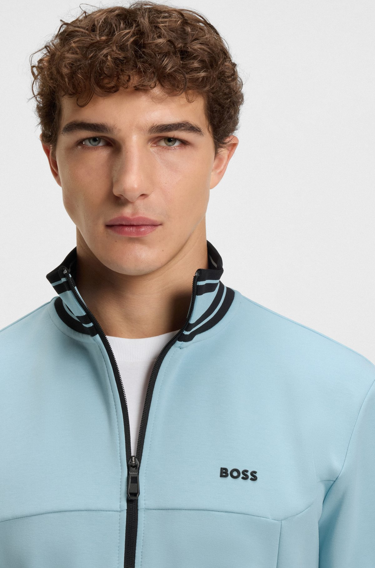 ZIP-UP SWEATSHIRT WITH STRIPED TRIMS - 3