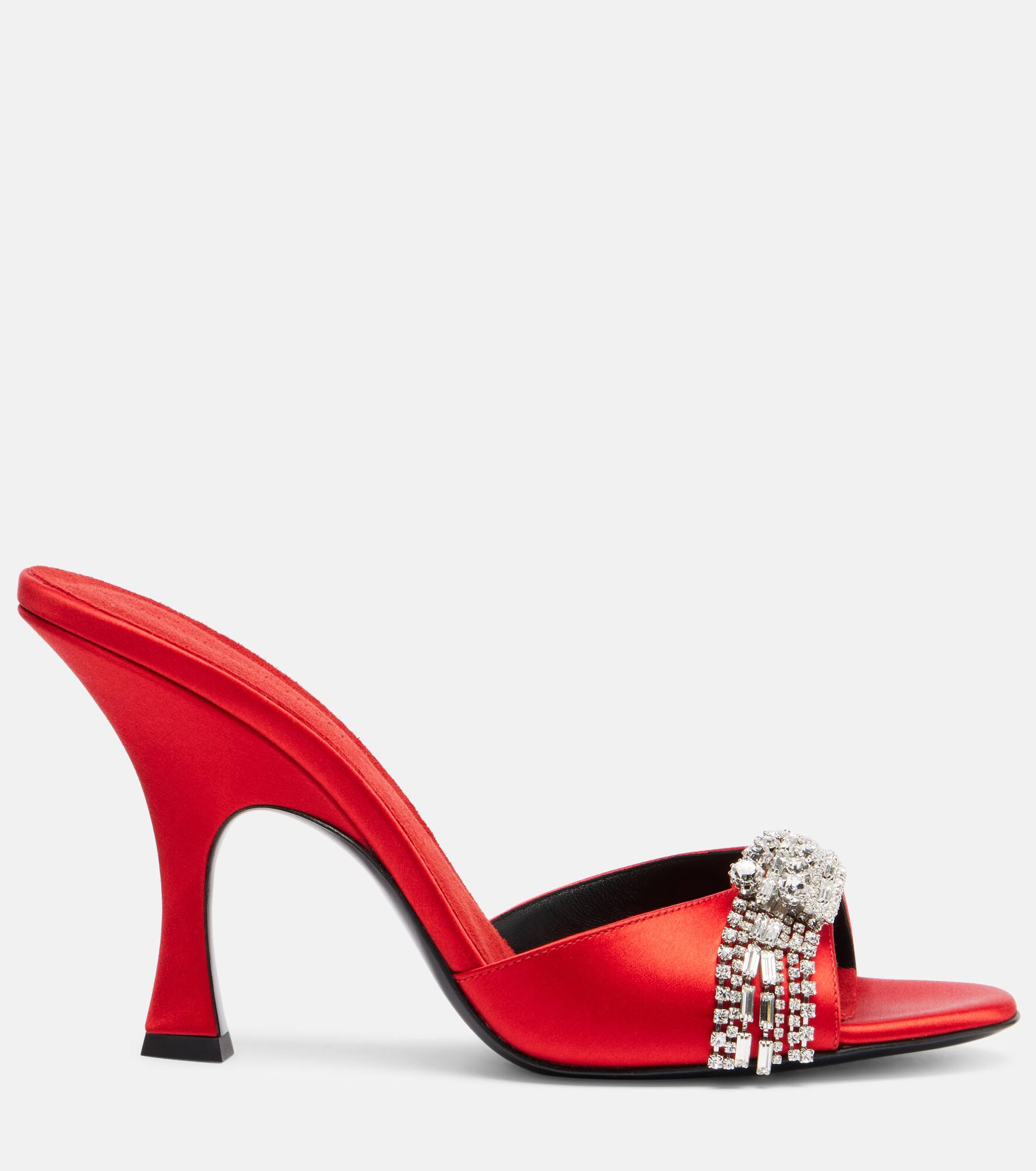 Crystal-embellished satin mules - 4