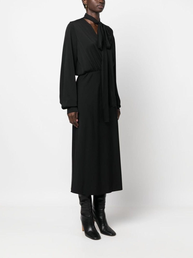attached-scarf silk-blend midi dress 3