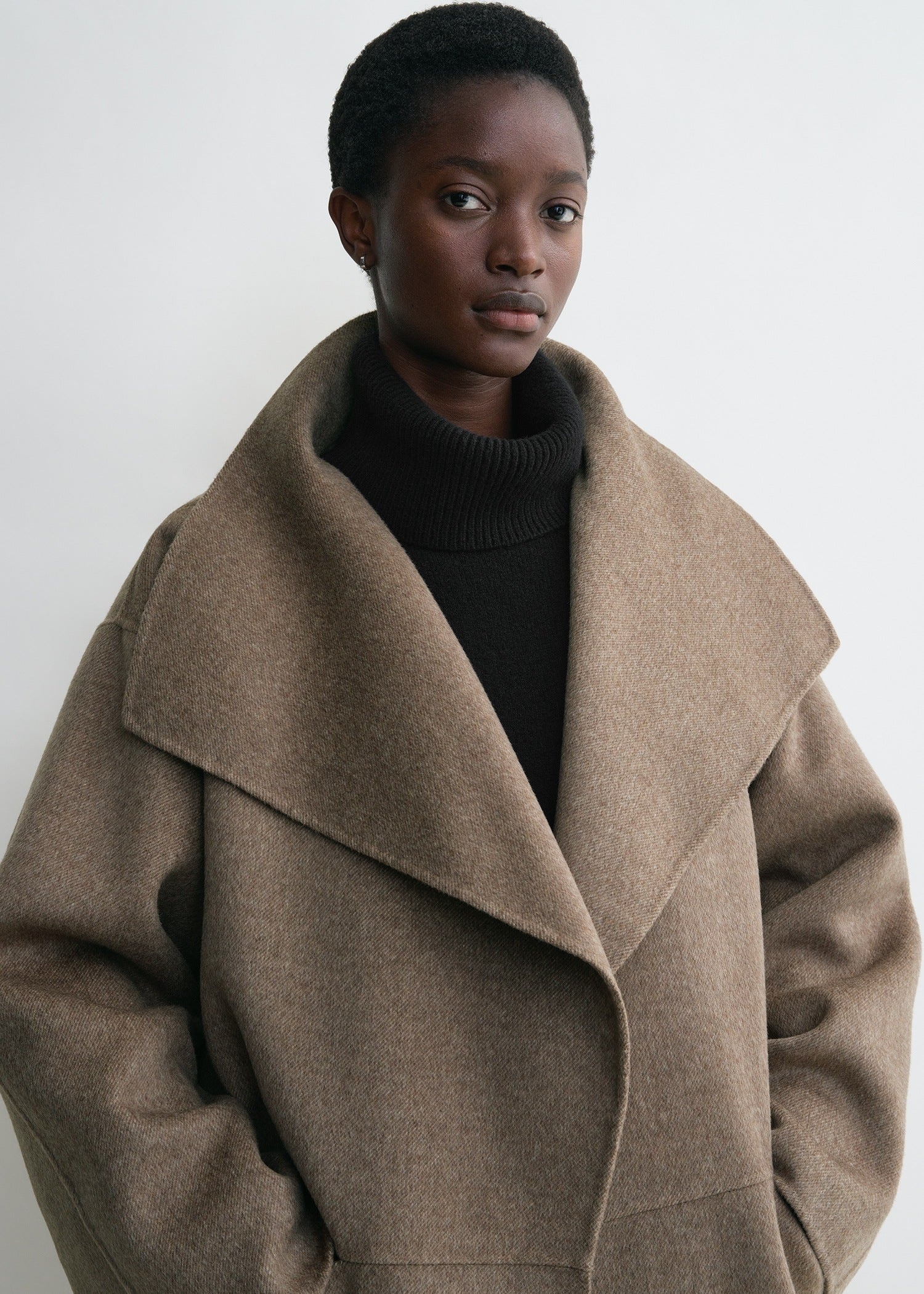 Signature wool cashmere coat oak - 5