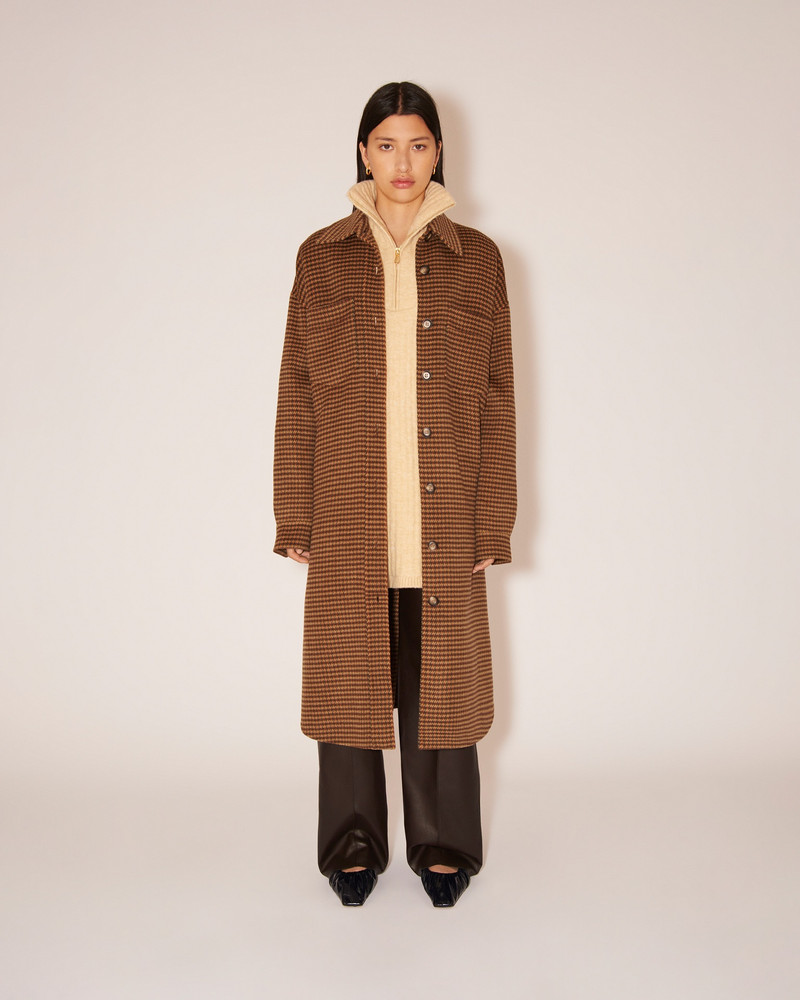 CRUZA - Checked wool and silk-blend coat - Camel - rust gray 3