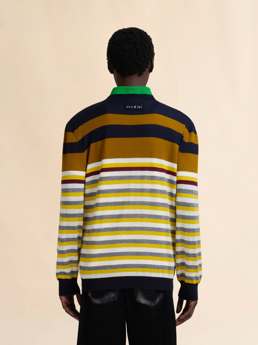 YELLOW WOOL SWEATER WITH MIXED STRIPES - 3