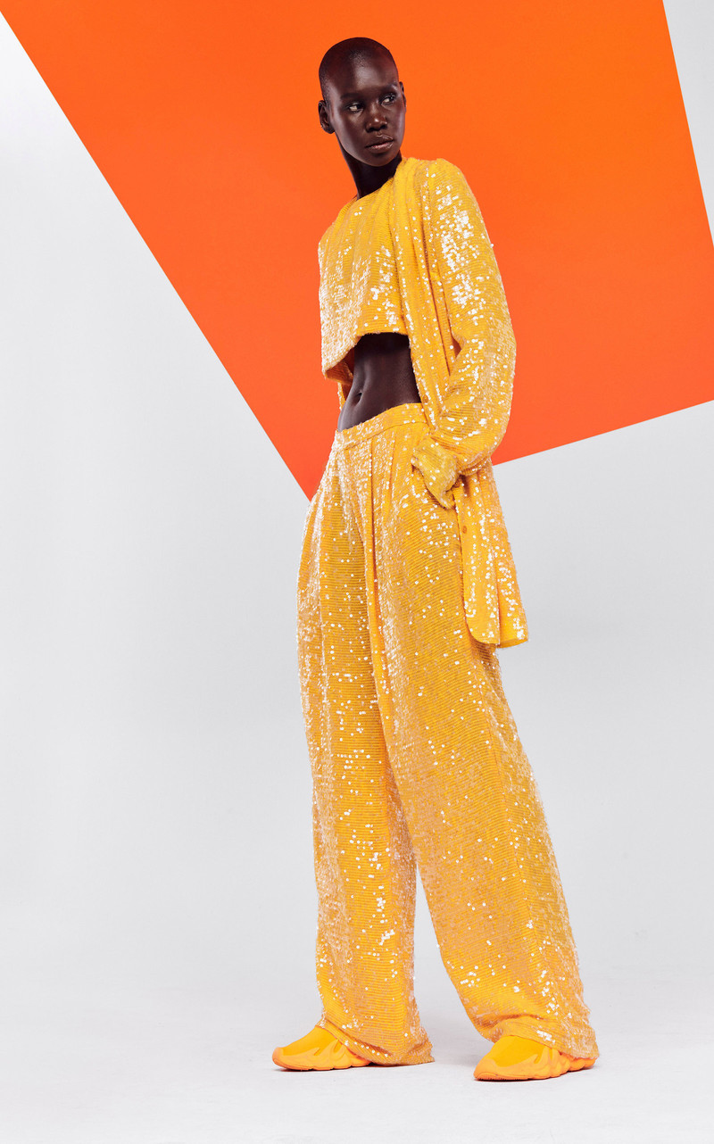 LAPOINTE Sequin Cropped Top orange outlook
