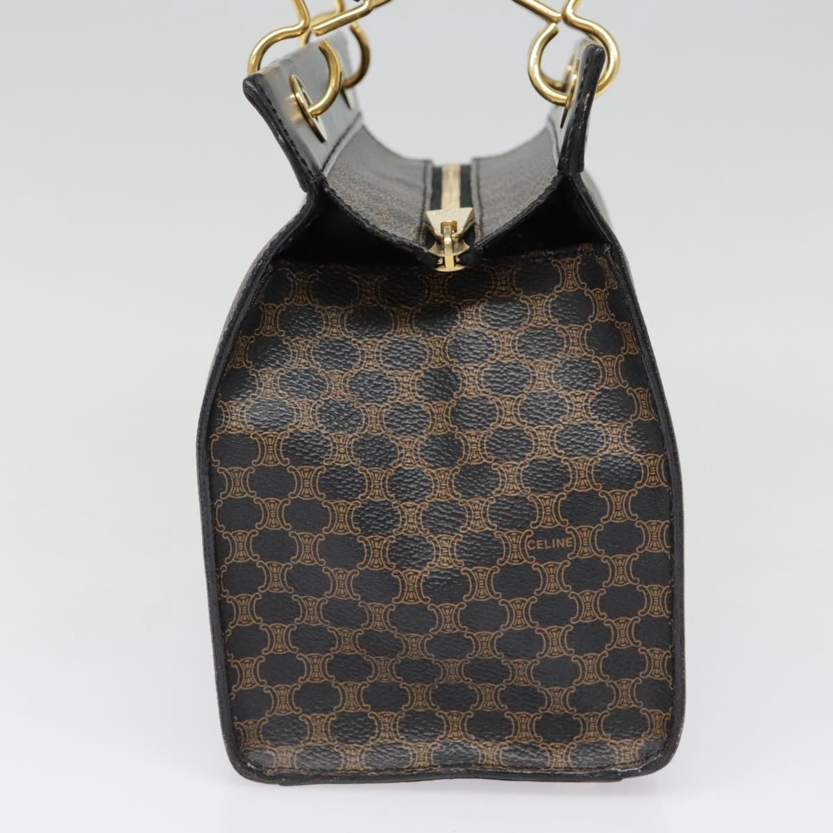 CELINE Macadam Canvas Hand Bag Pvc Leather Black Gold - 5