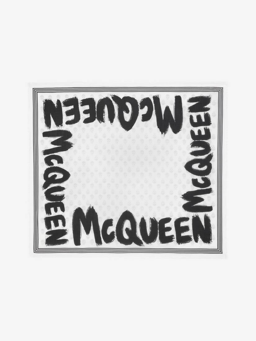 Mcqueen Graffiti Biker Foulard in White/black - 1