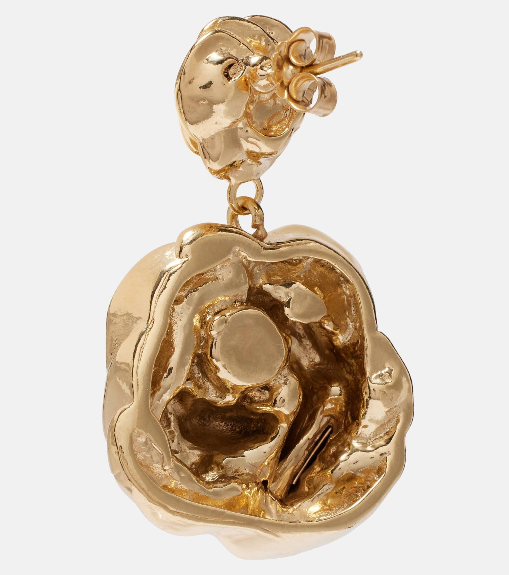 Floral gold-plated drop earrings - 5