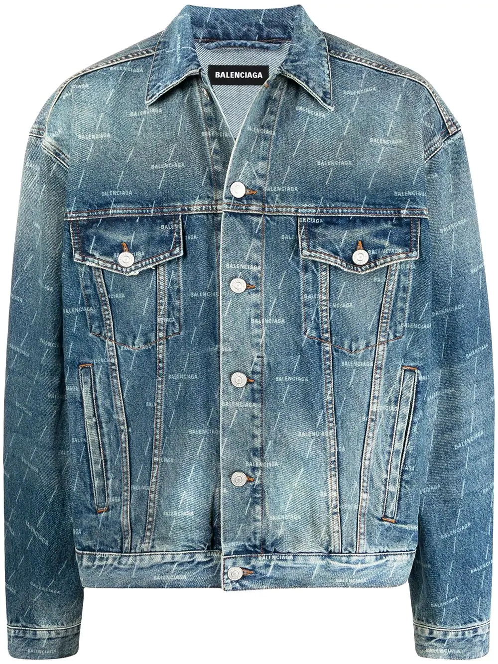 logo print denim jacket - 1