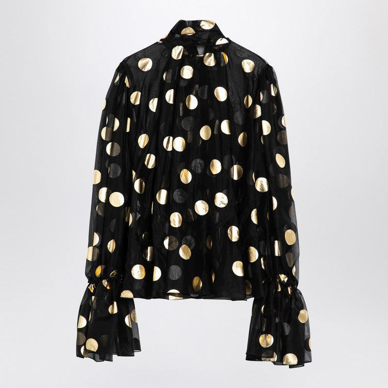 Dolce&Gabbana Silk Organza Lamé Polka Dot Blouse Women - 2