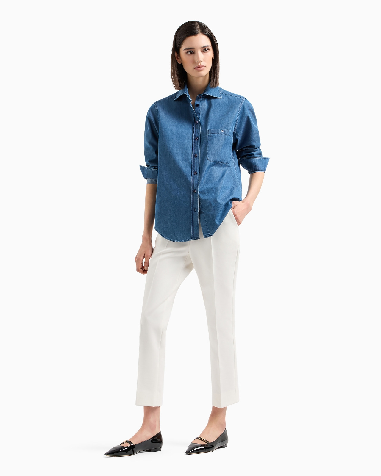 Stone-washed denim shirt - 4