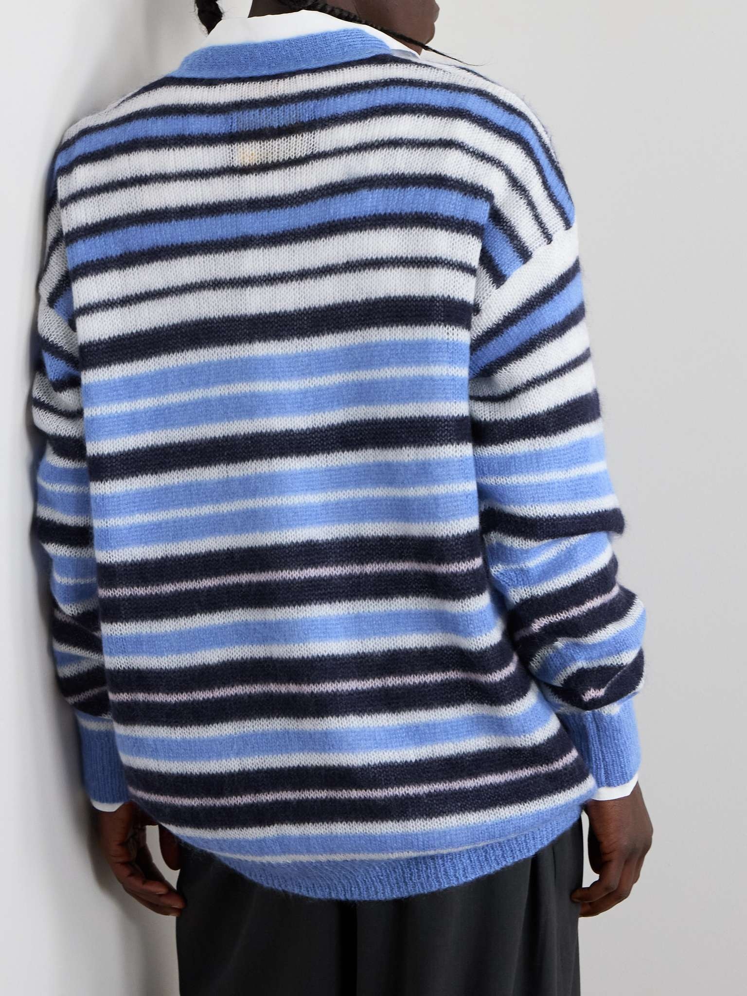 Logo-Embroidered Striped Mohair-Blend Cardigan - 3