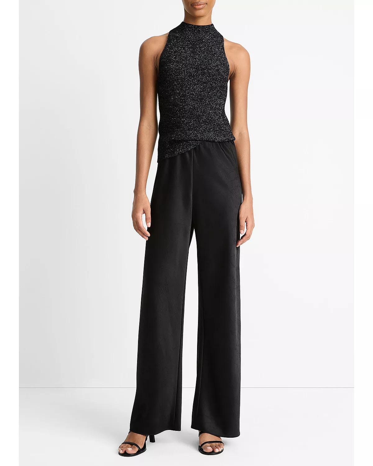 Metallic Mock Neck Tank Top - 2