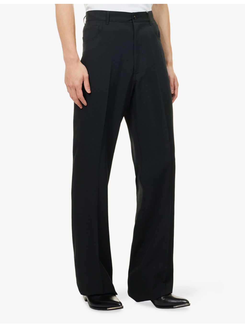Boot-Cut Straight-Leg Woven Trousers - 3