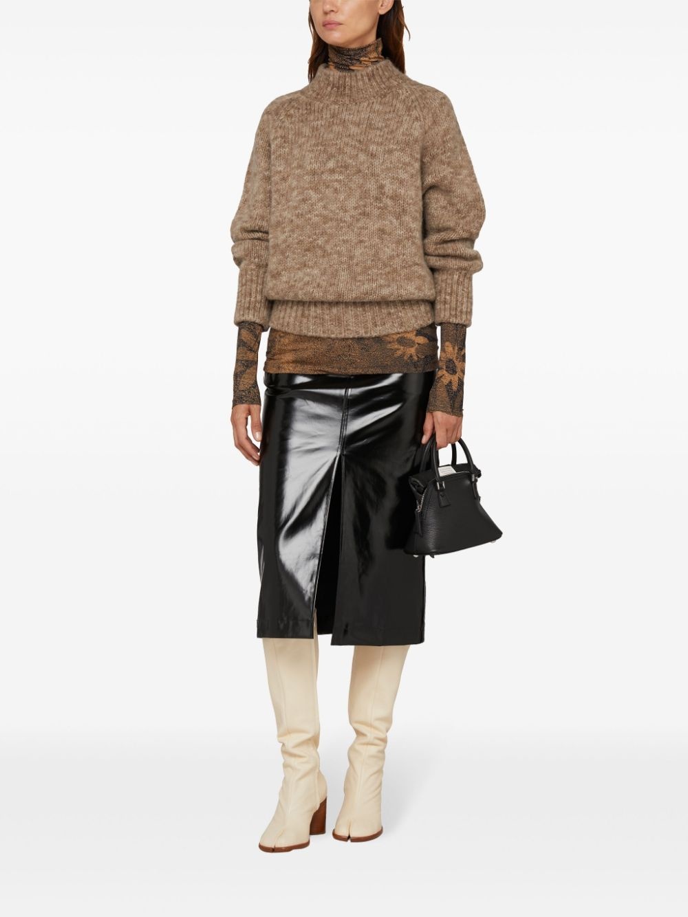 four-stitch patent midi skirt - 3
