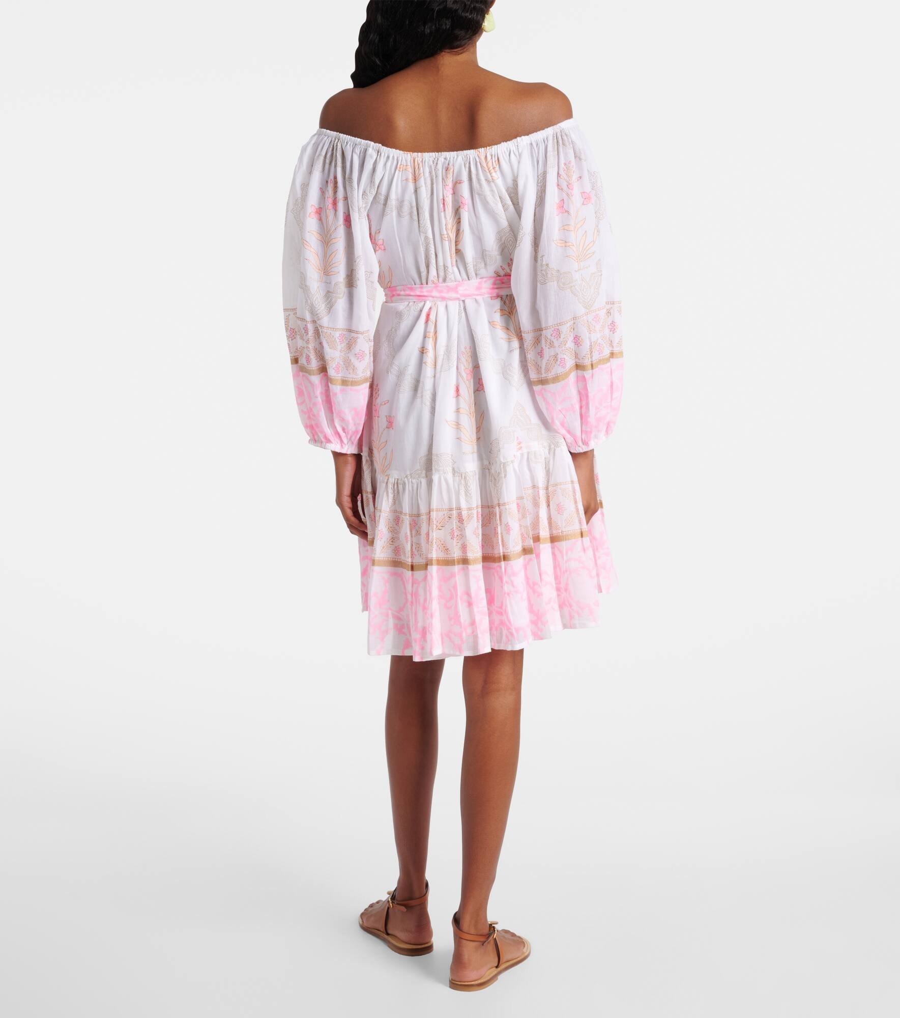 Printed off-shoulder cotton minidress - 3