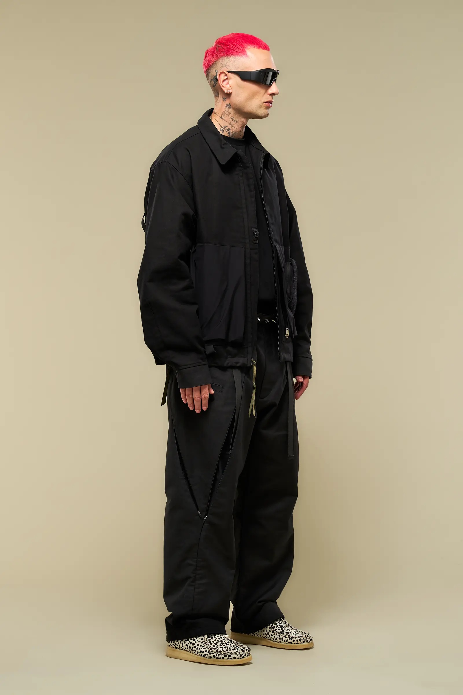 P55-KI Cotton Web Belt Vent Pants Black - 5