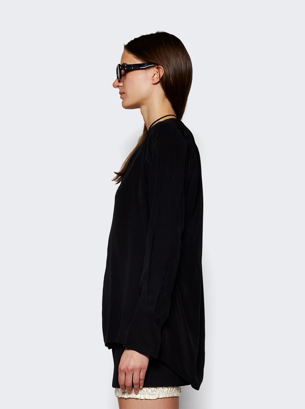 Gather Detail Tie Blouse Black - 4