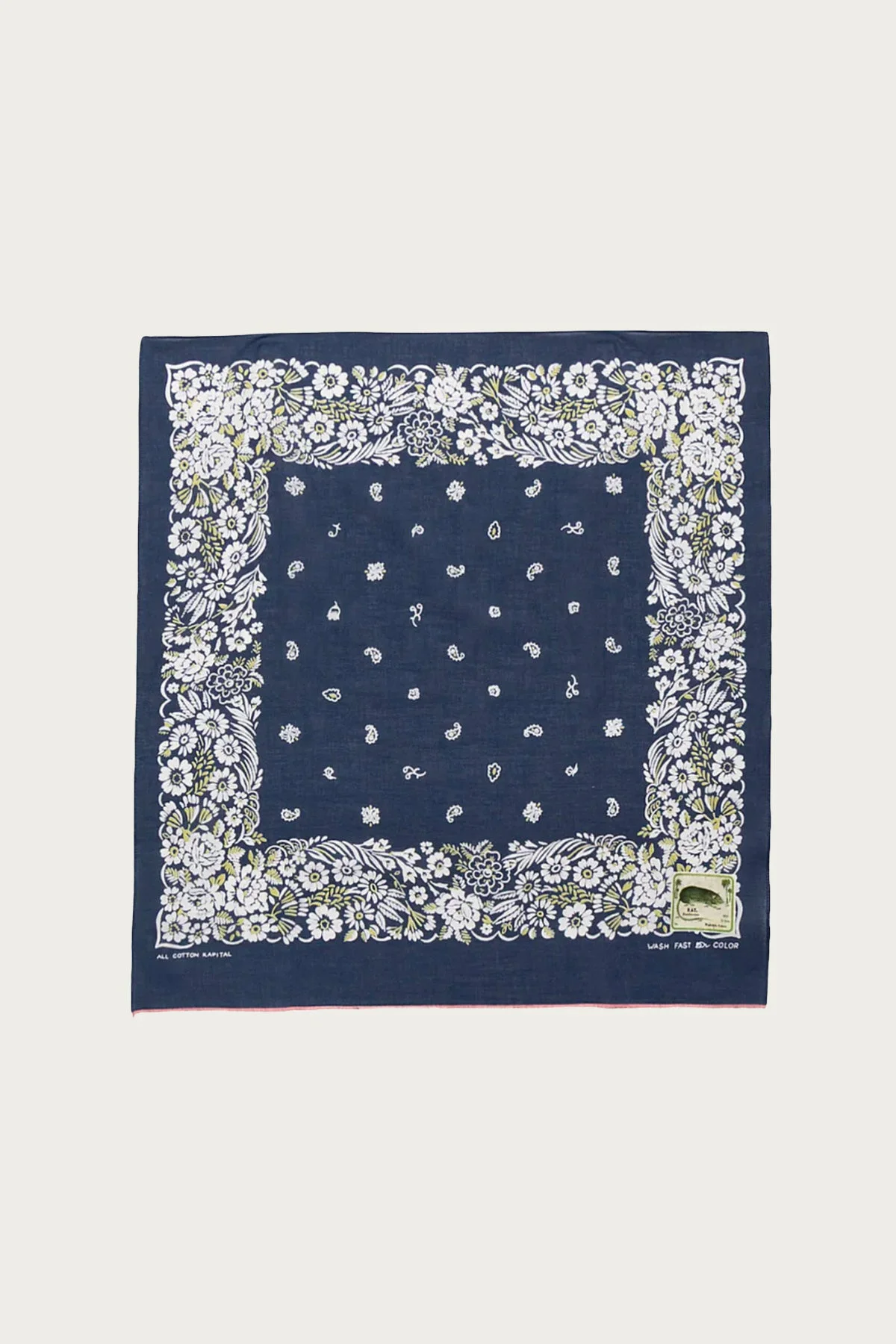 Fastcolor Selvedge Bandanna (CHURCHILL GARDEN) 30x30 - Navy - 1