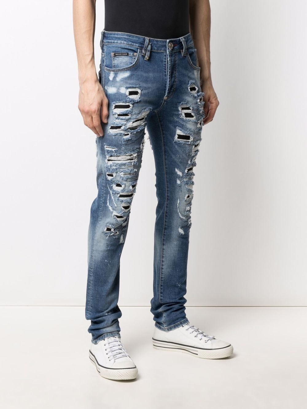 straight-leg distressed jeans - 3