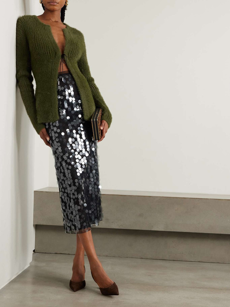 16ARLINGTON Dia embellished tulle midi skirt Black outlook