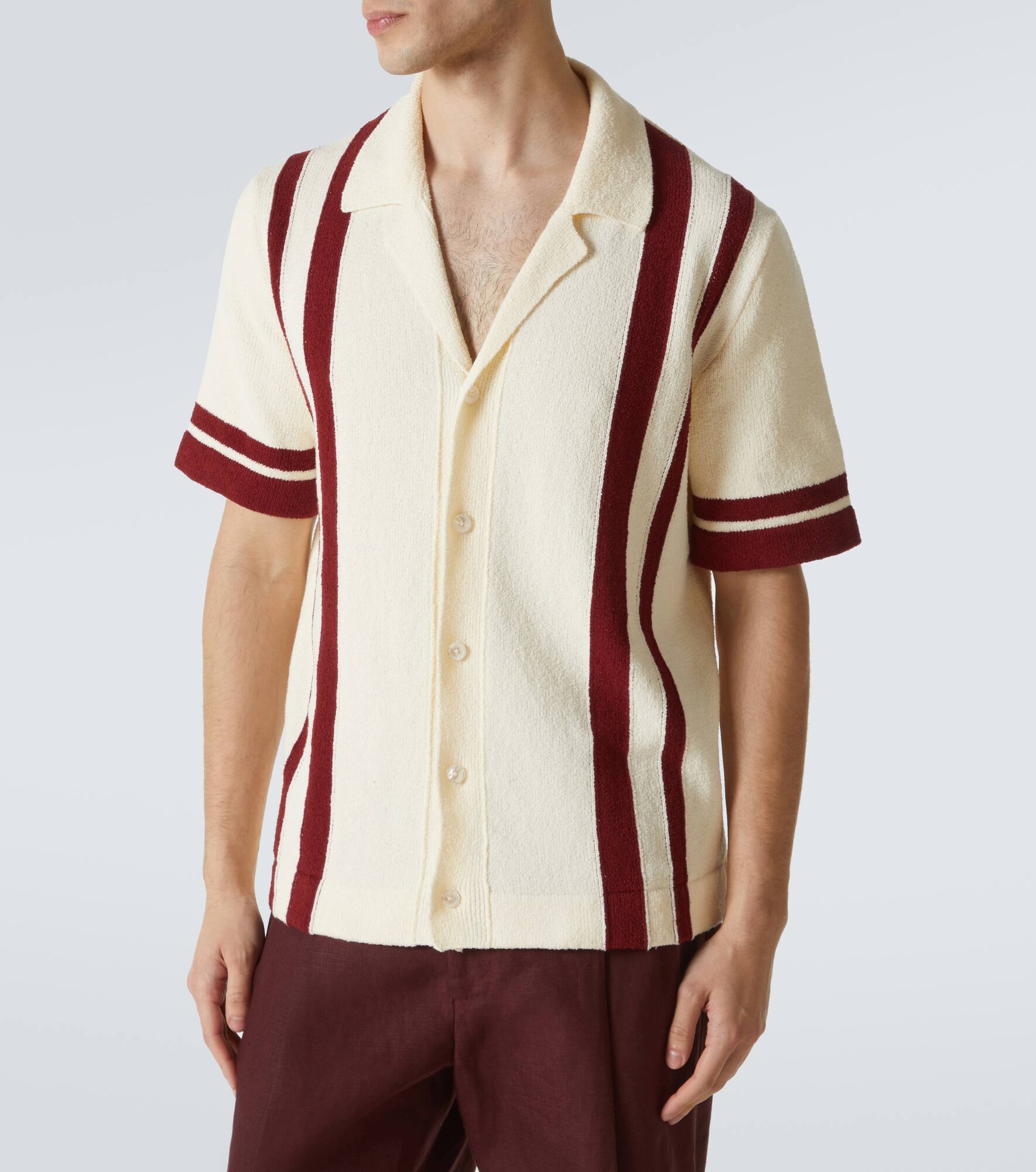 Striped terry bowling shirt - 3