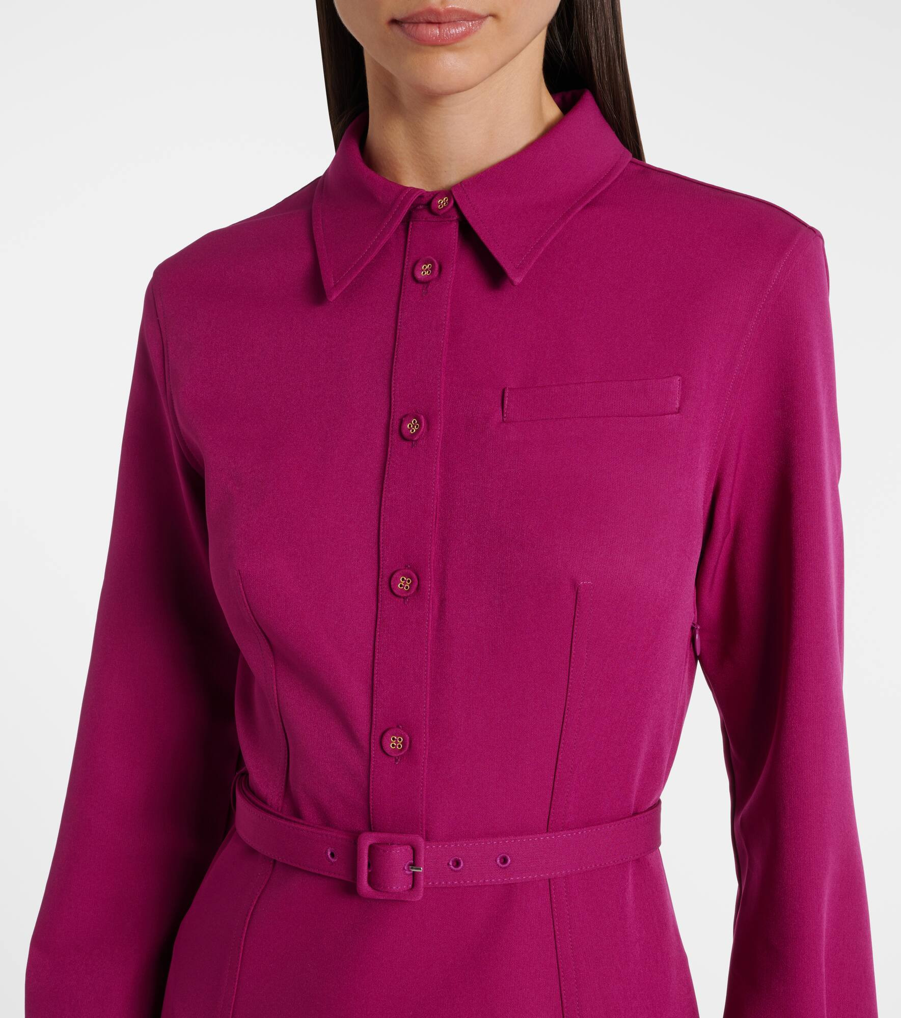 Belted crêpe shirt dress - 4