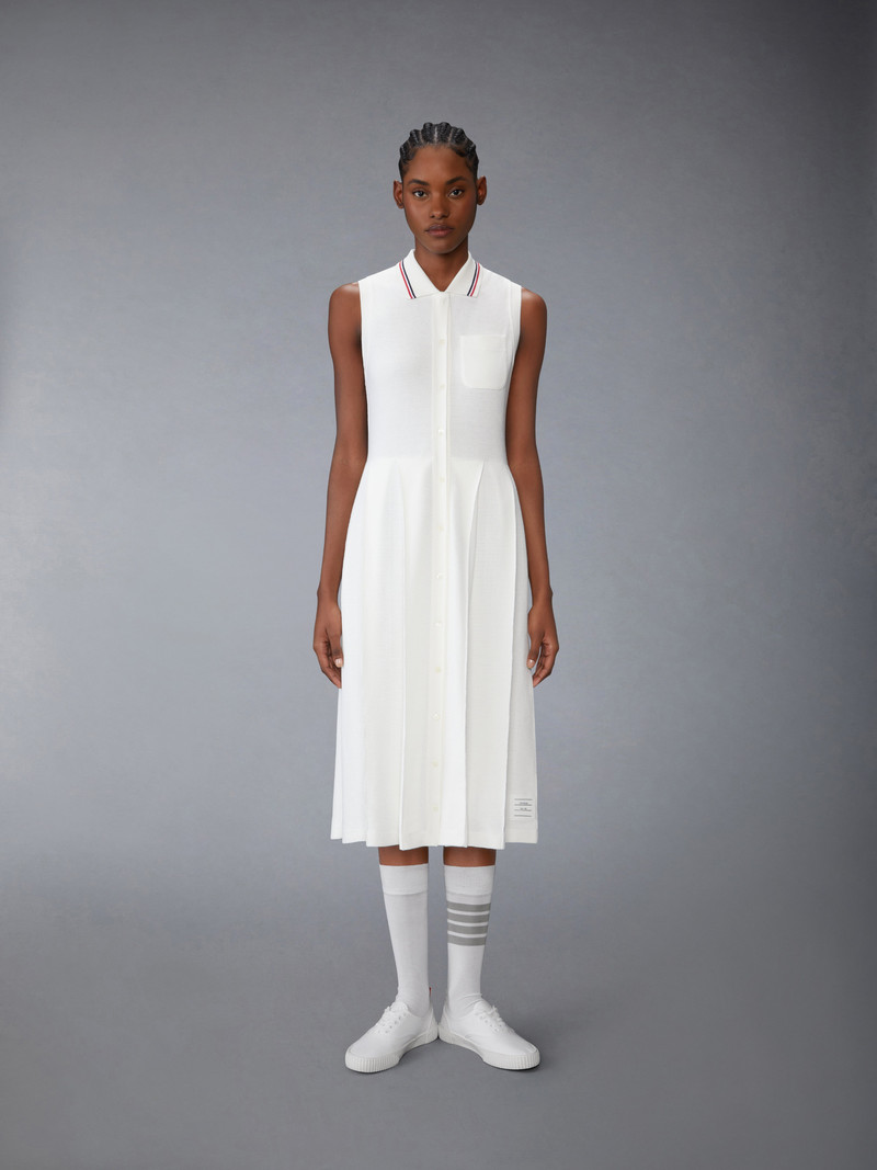 Thom Browne COTTON WAFFLE PLEATED POLO DRESS outlook