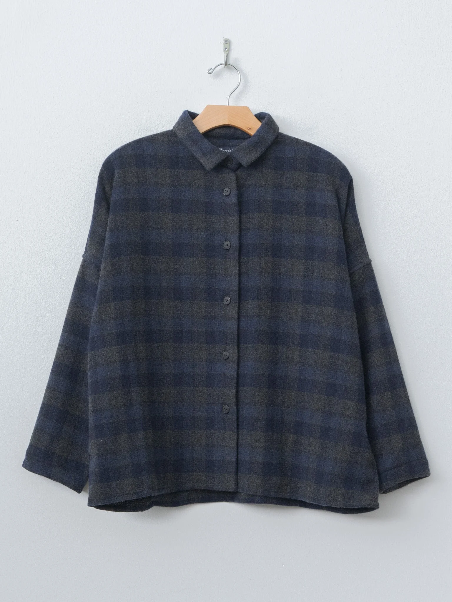Tina Shirt - Carbon Check Wool Cash - 1