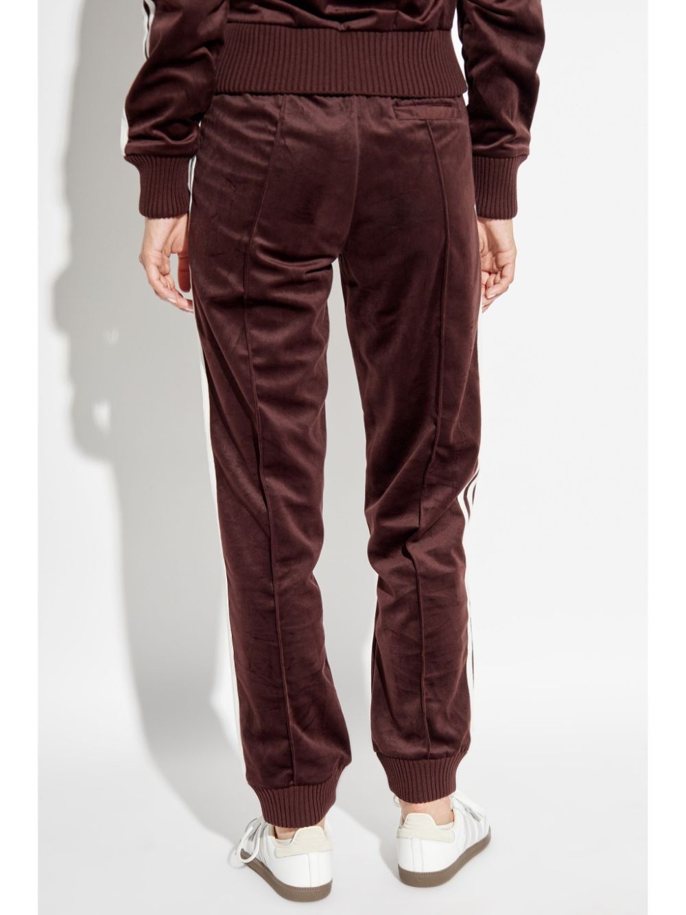 logo-patch velvet track pants - 4