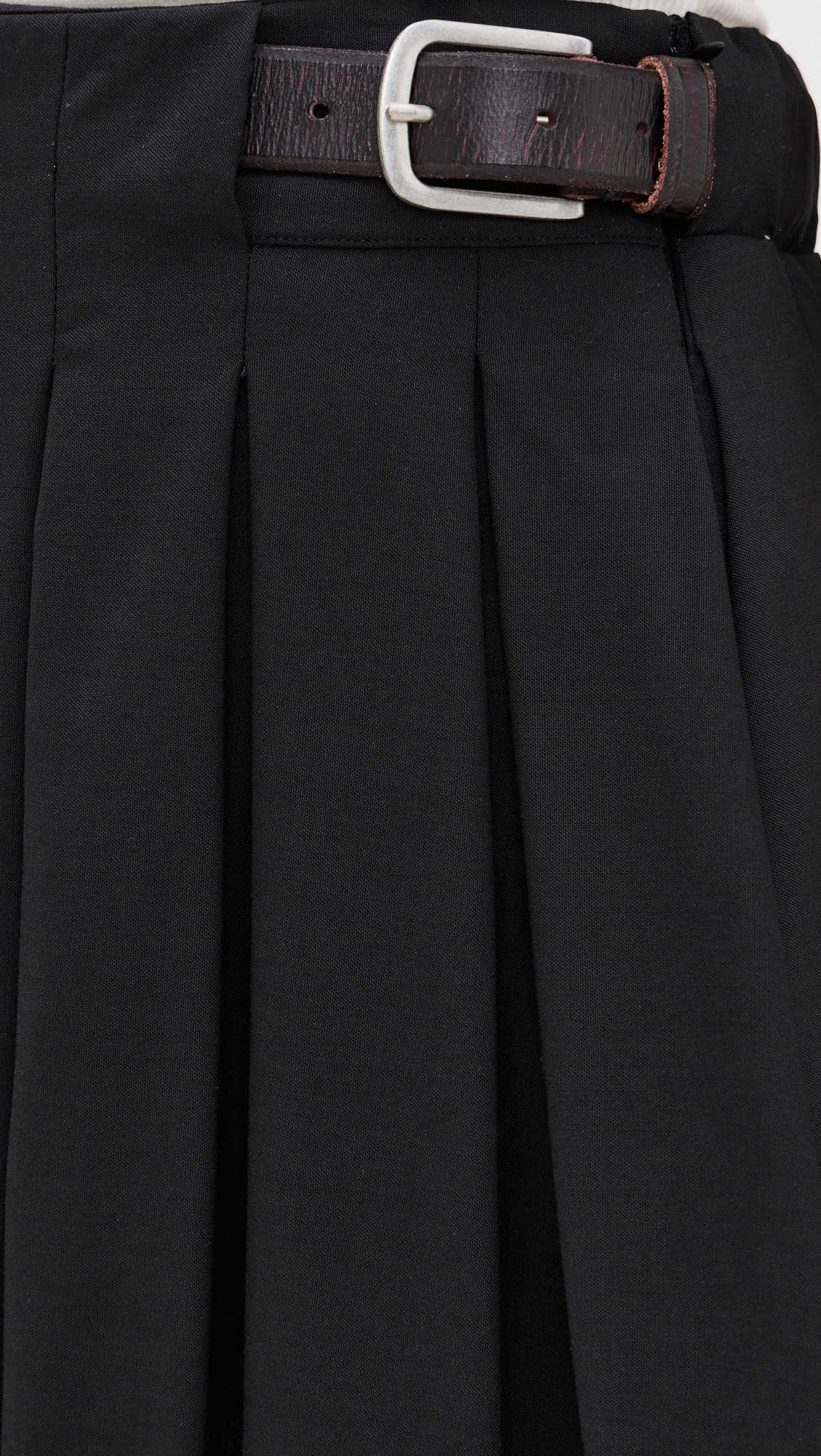 Adeline Wool Suiting Belted Pleat Miniskirt - 5