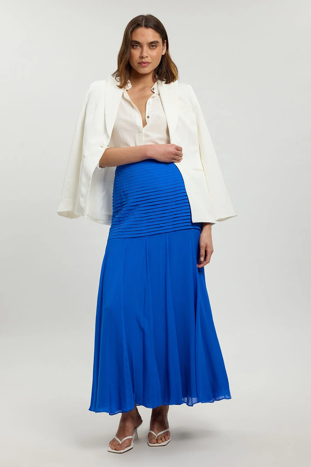 Viscose Georgette Drop Hem Woven Maxi Skirt - 1