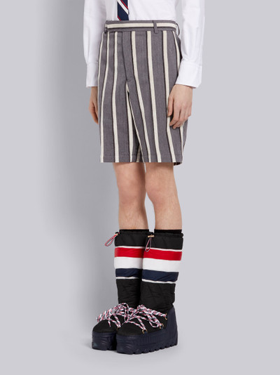 Thom Browne Medium Grey Velvet Bold Rep Stripe Wool Cotton Suiting Unconstructed Chino Short outlook