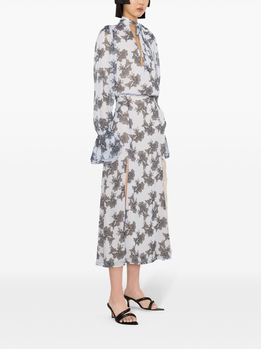 floral-print plissÃ© maxi dress - 3