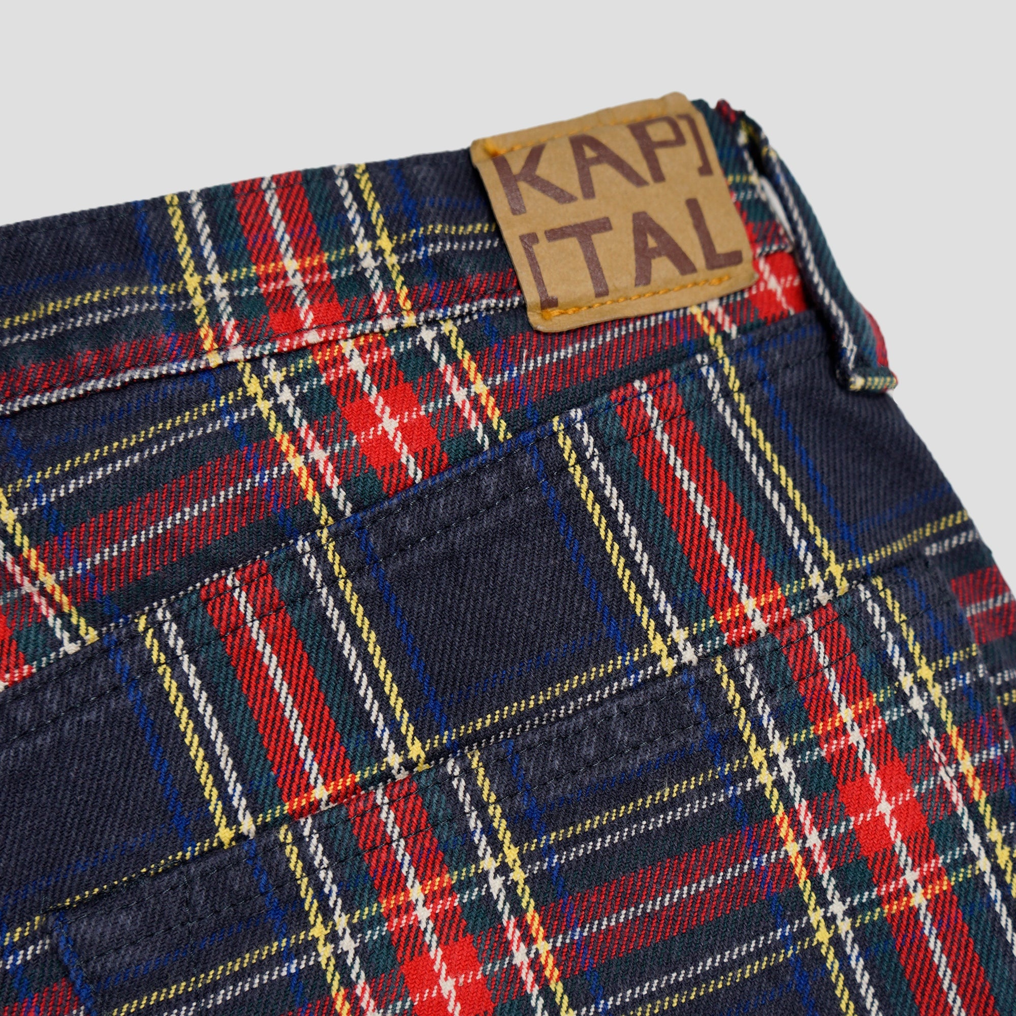 11oz TARTAN CHECK 5P MONKEY CISCO JEANS (STUDS REMAKE) - RED - 5