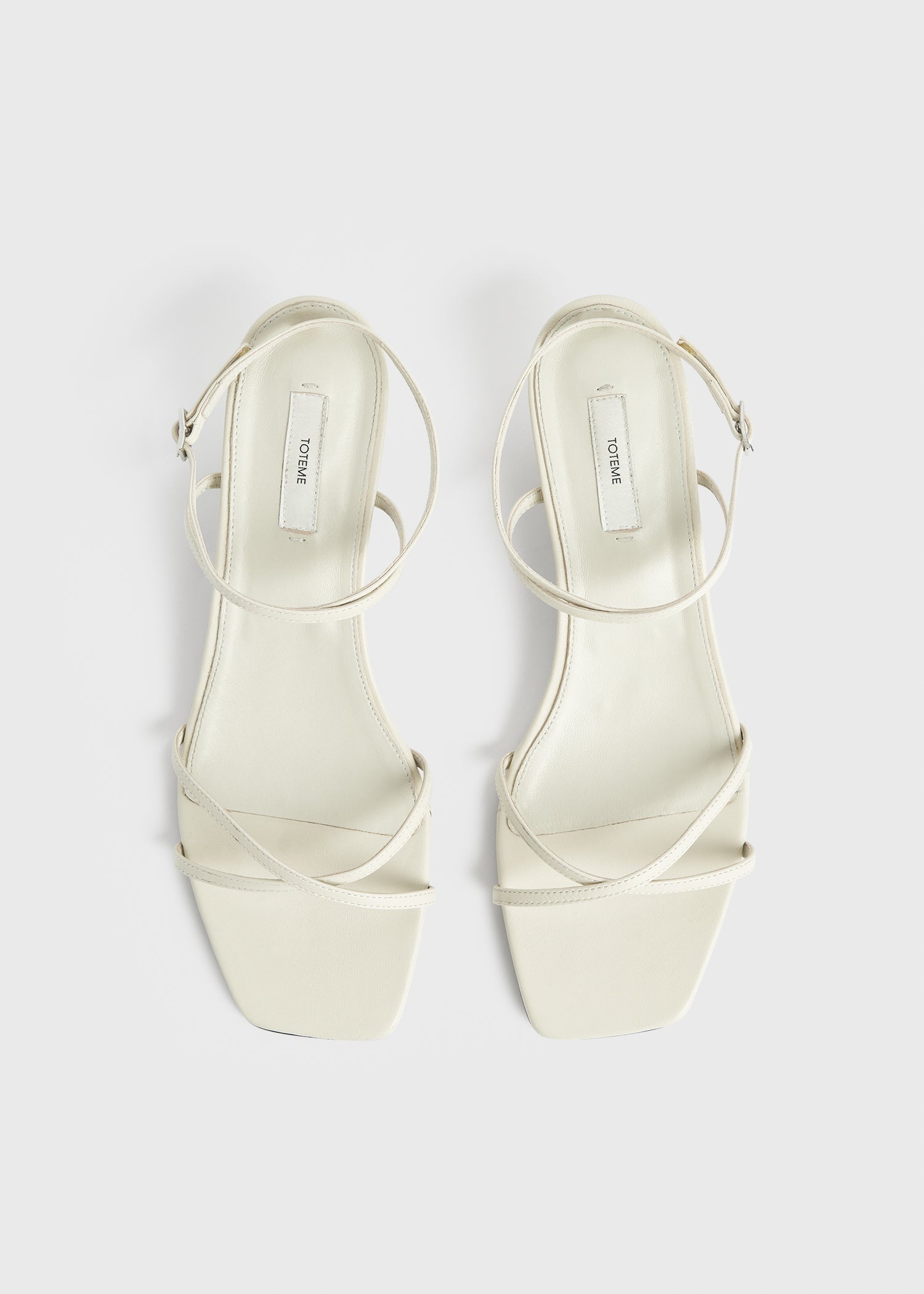Leather crossover sandals off-white - 4