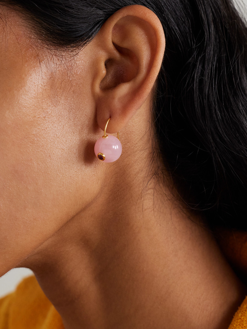 LIZZIE FORTUNATO Comet Gold-plated, Rose Quartz And Rhodolite Earrings outlook