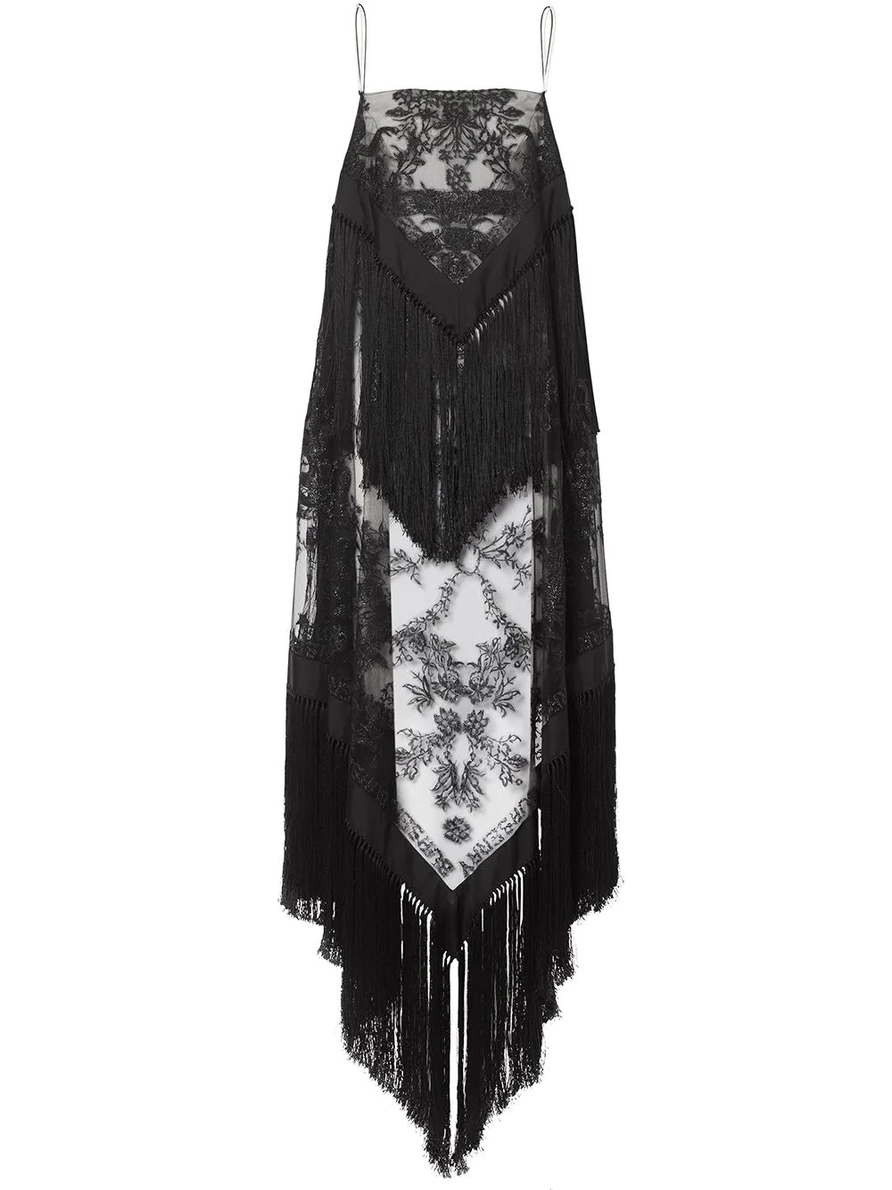 fringed embroidered scarf-dress - 1