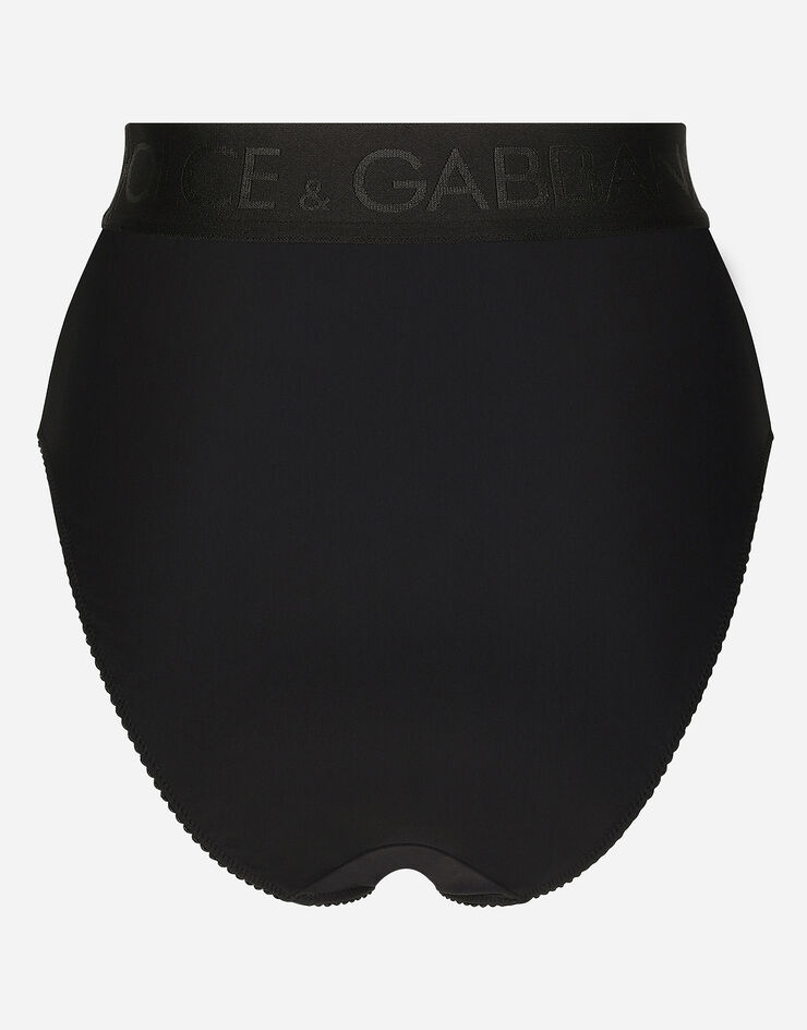 High-waisted jersey briefs with branded elastic - 2