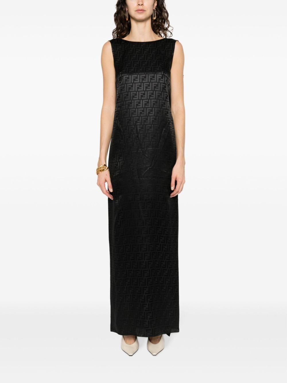 monogram silk maxi dress - 3
