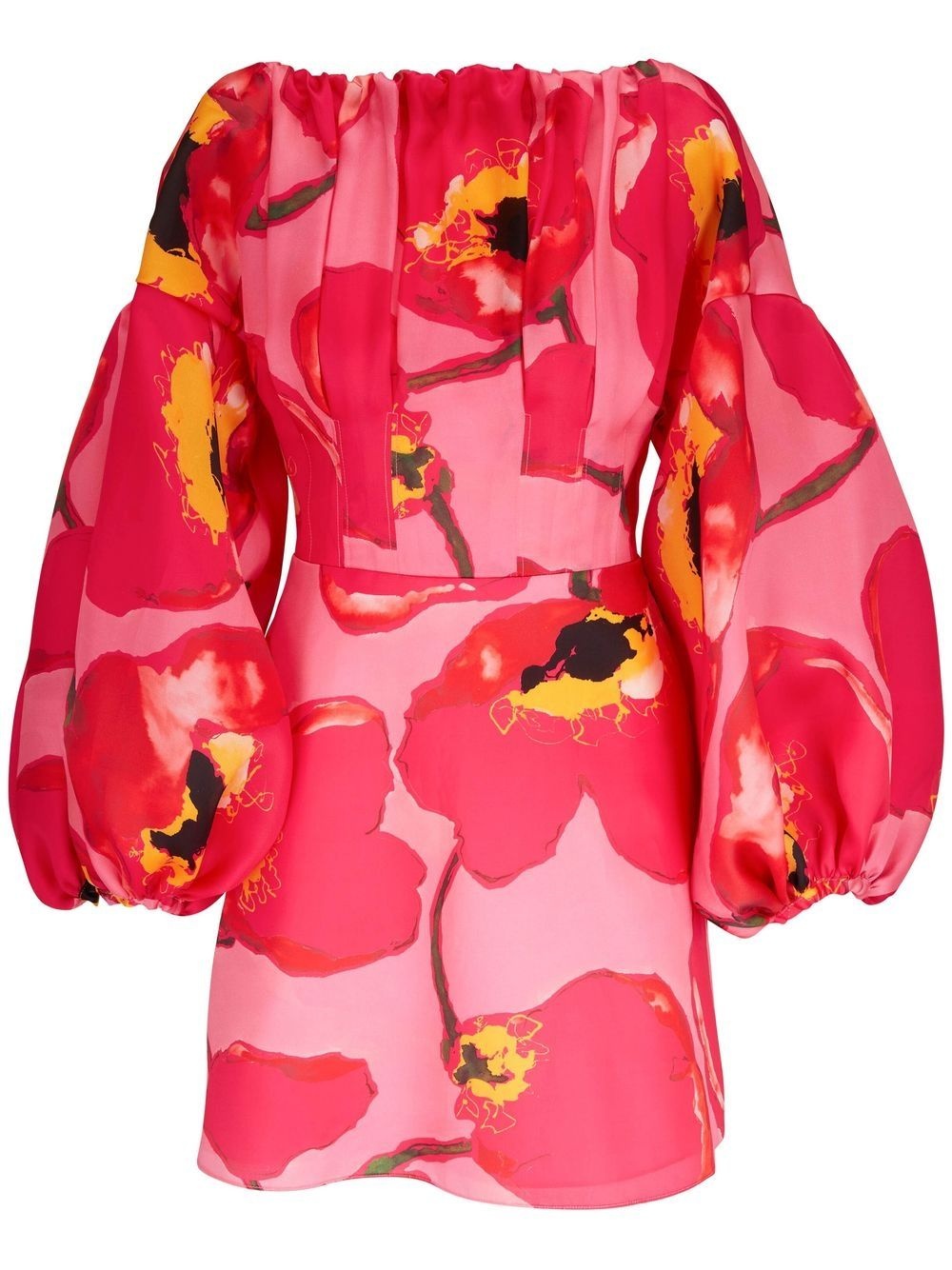 puff-sleeved floral mini dress - 1