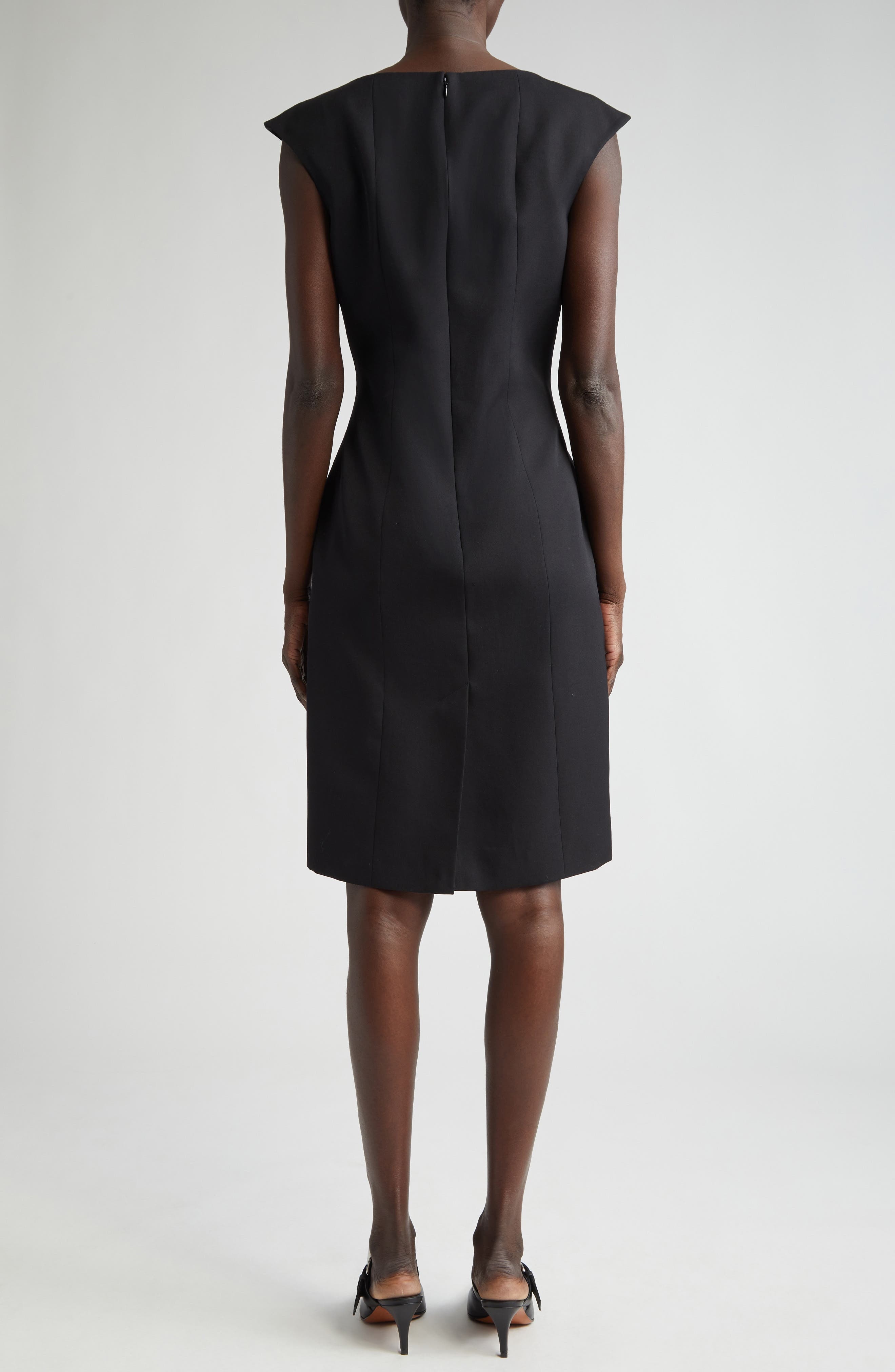 Alexander McQueen Cap Sleeve Wool Twill Dress in Black at Nordstrom - 2