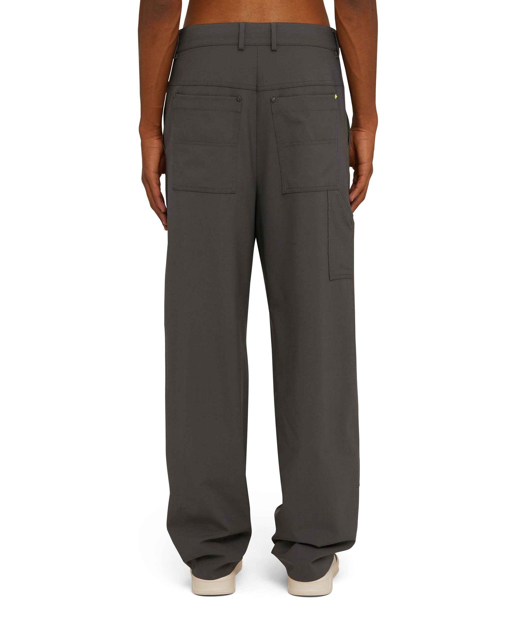 Solid color worker pants with straight legs - 1