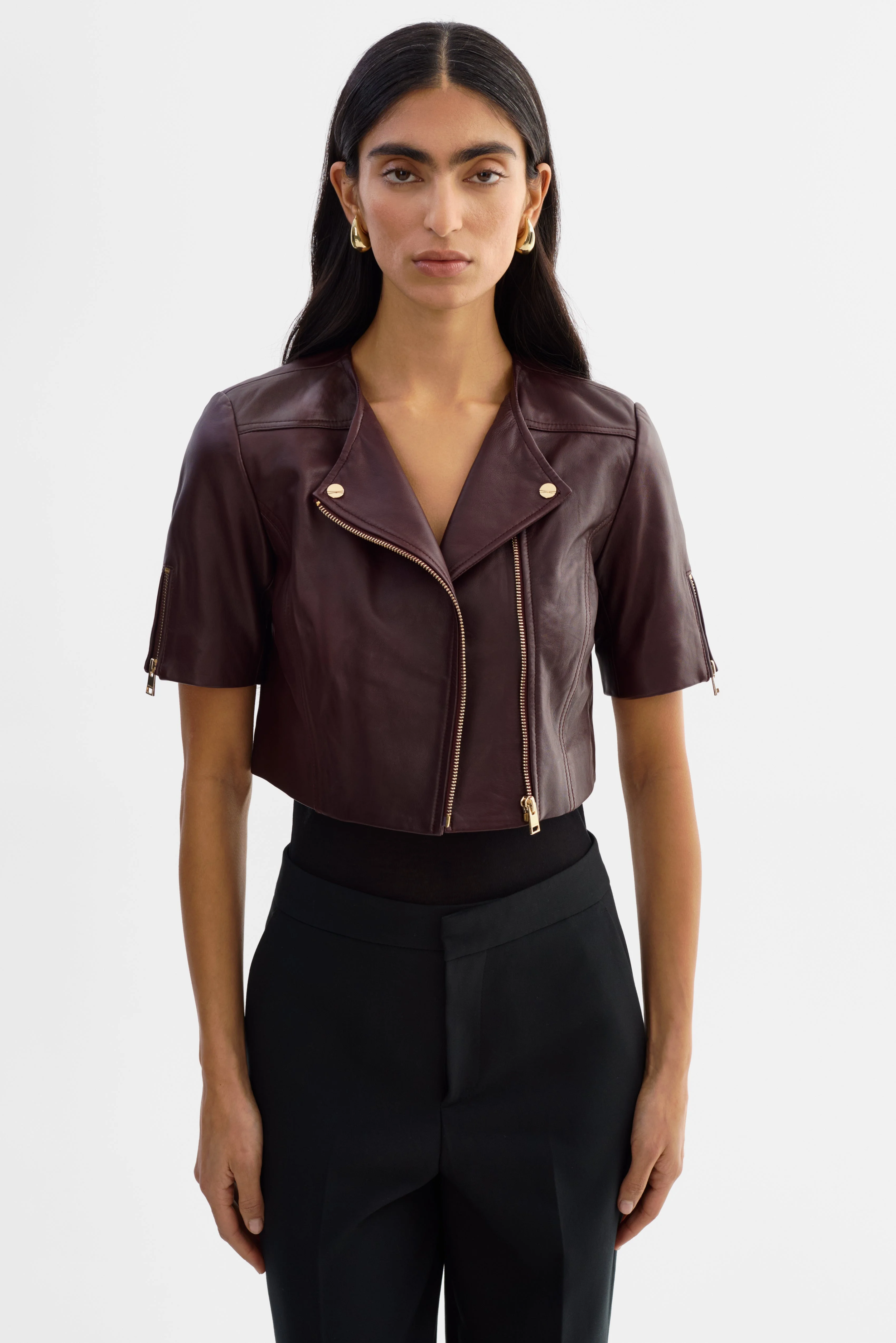 KIRSI GOLD | Cropped Biker Jacket - 1
