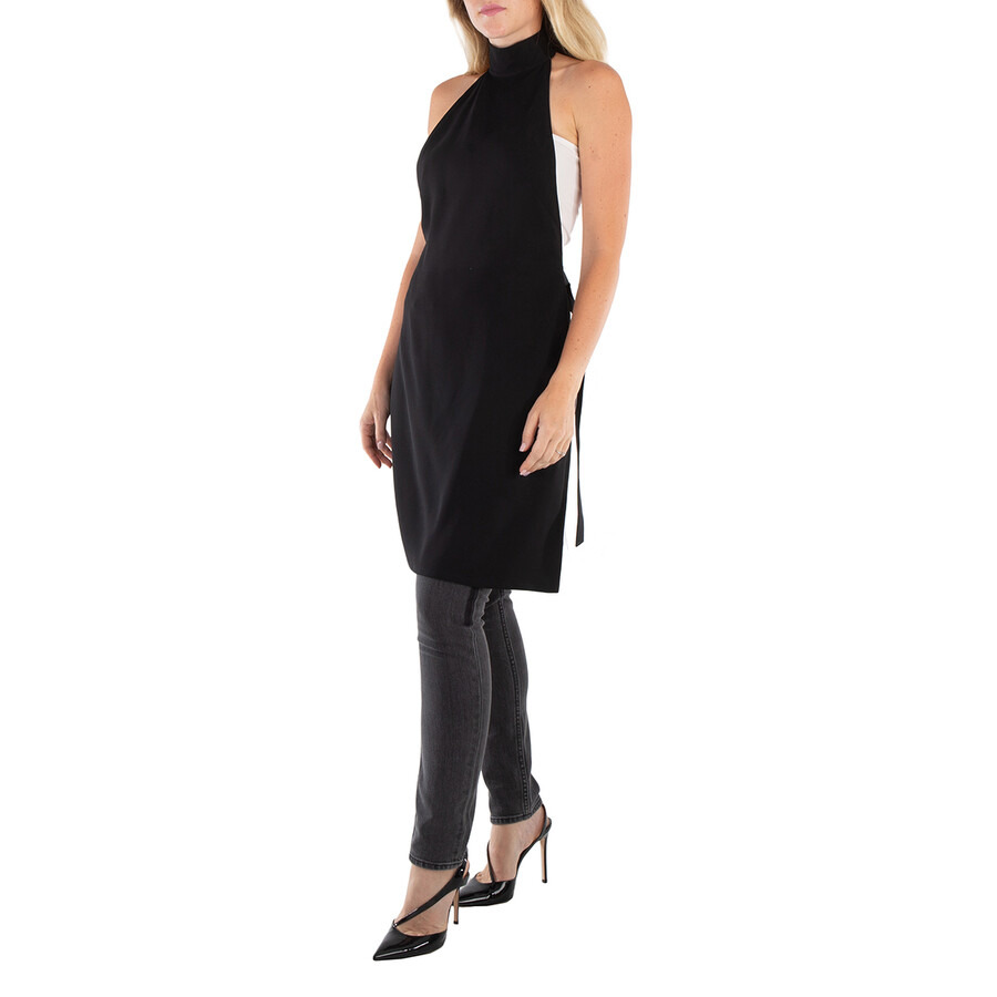 Burberry Ladies Black Silk Bib Funnel-Neck Sleeveless Dress - 6