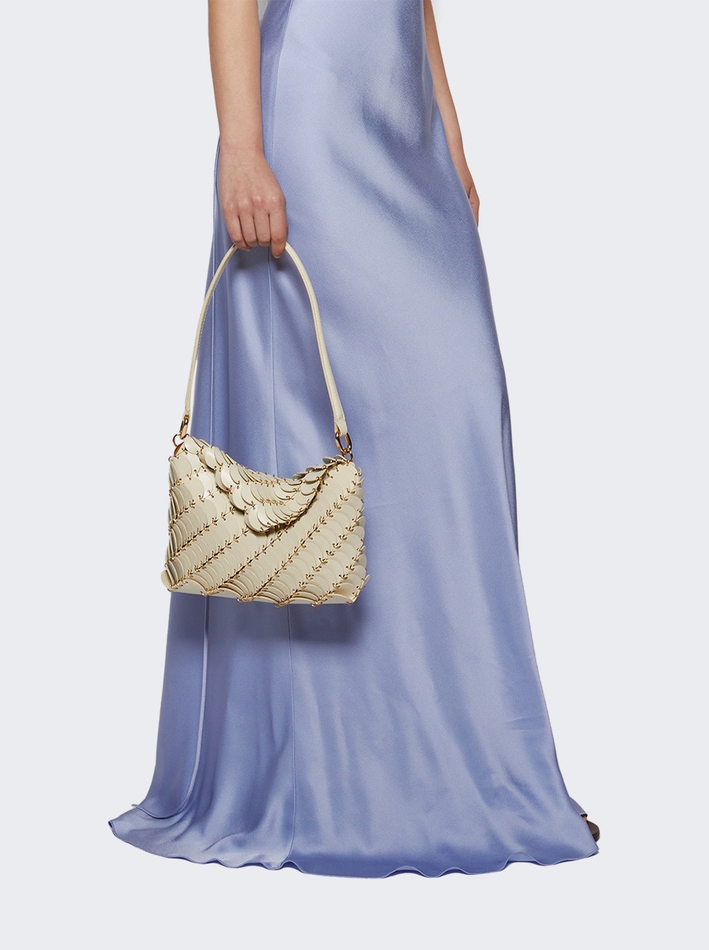 Leather Disc Shoulder Bag Cream And Gold - 2