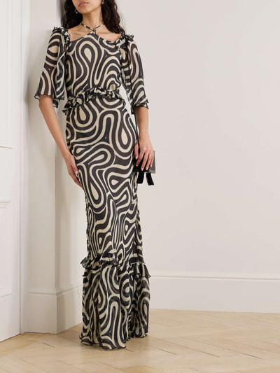 BODE Comber ruffled printed silk-chiffon maxi dress outlook