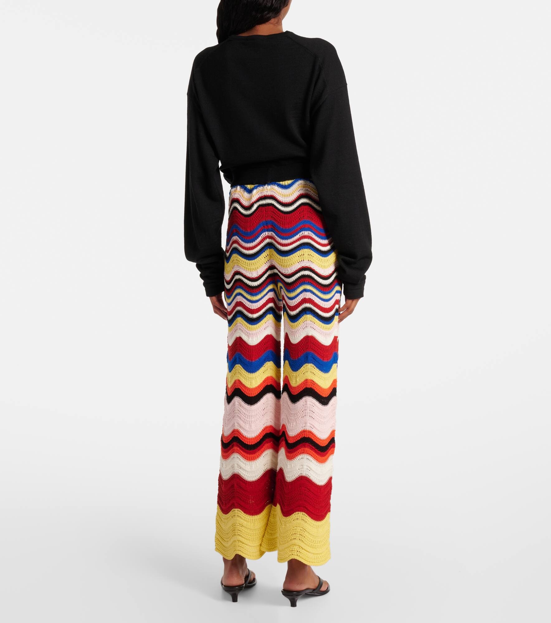 Chevron crochet cotton wide-leg pants - 3
