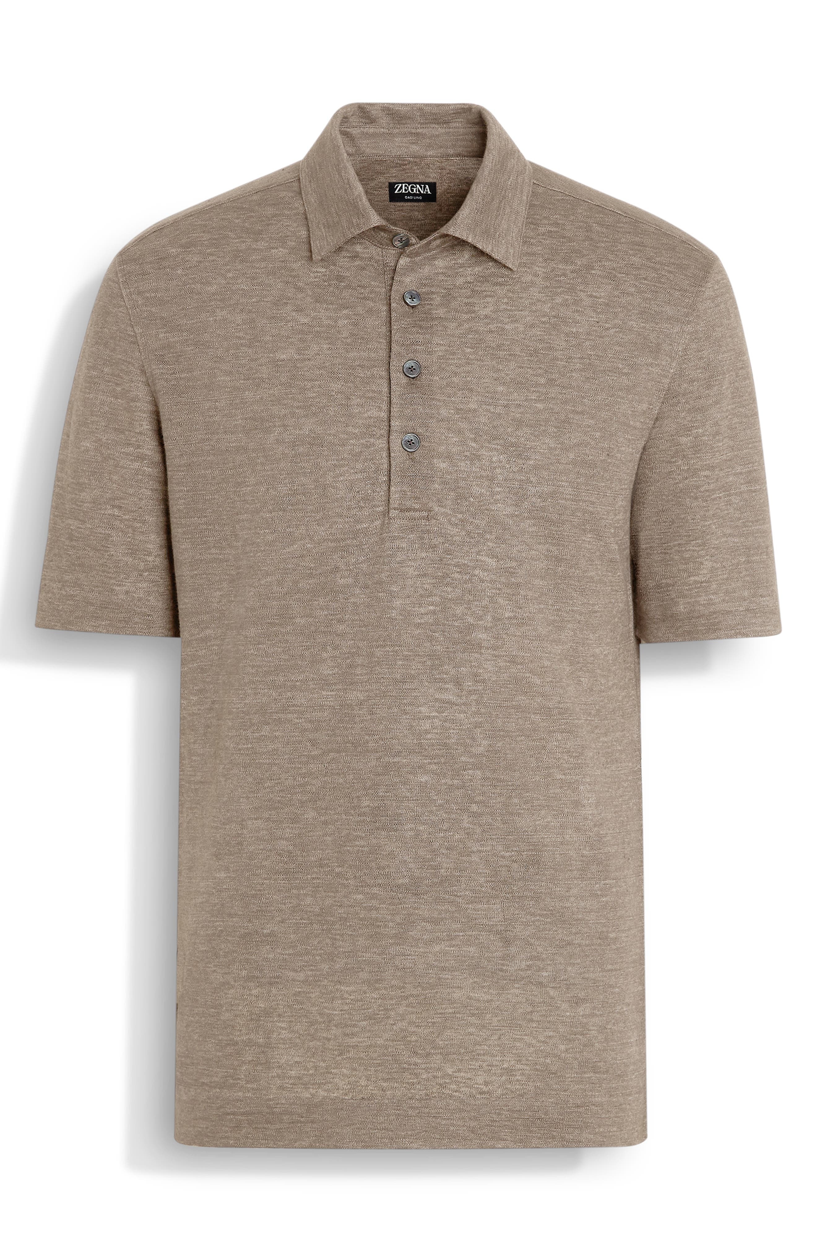 ZEGNA Linen Polo in Med Beige at Nordstrom - 3