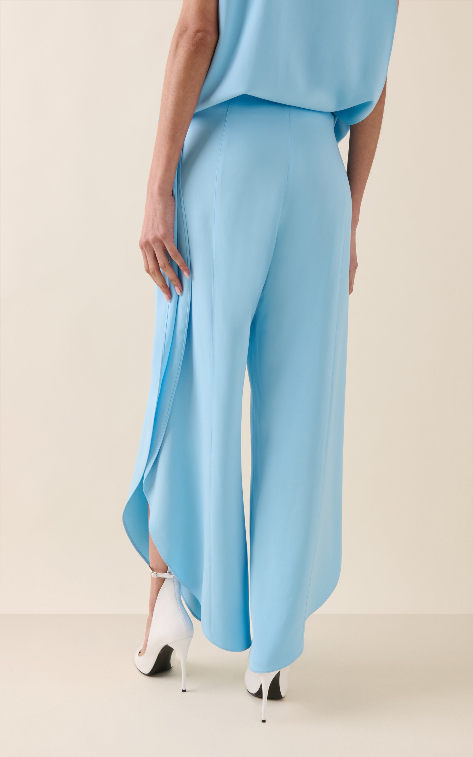 Curved-Seam Stretch-Cady Pants blue - 4