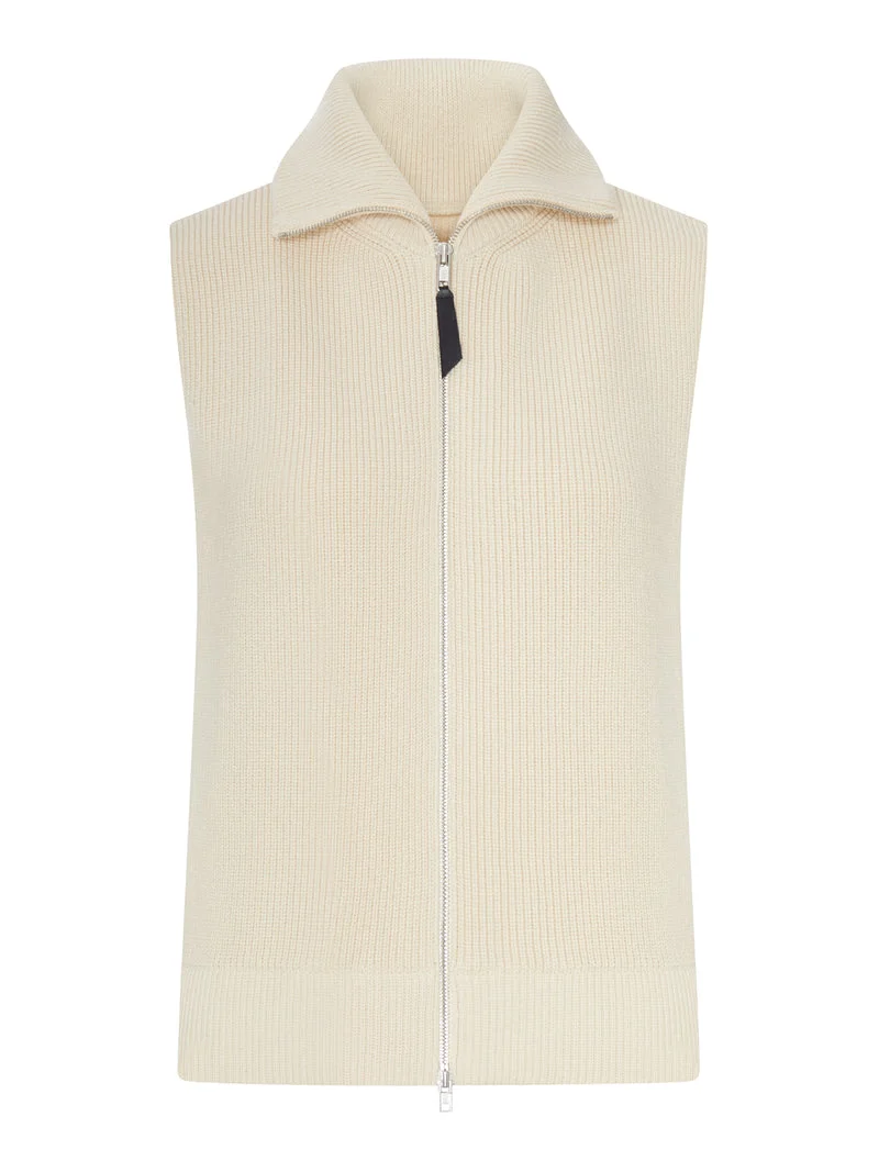 Maison Margiela Women Ribbed Knit Zip-Up Vest - 1